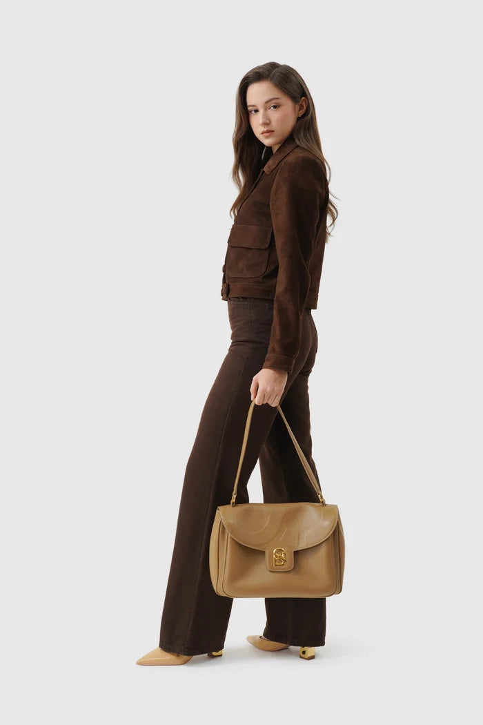 savina bag pebble leather in amber haze by buttonscarves hand carried style