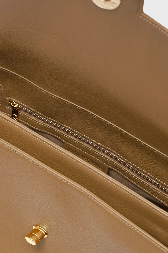 savina bag pebble leather in amber haze by buttonscarves interior compartment