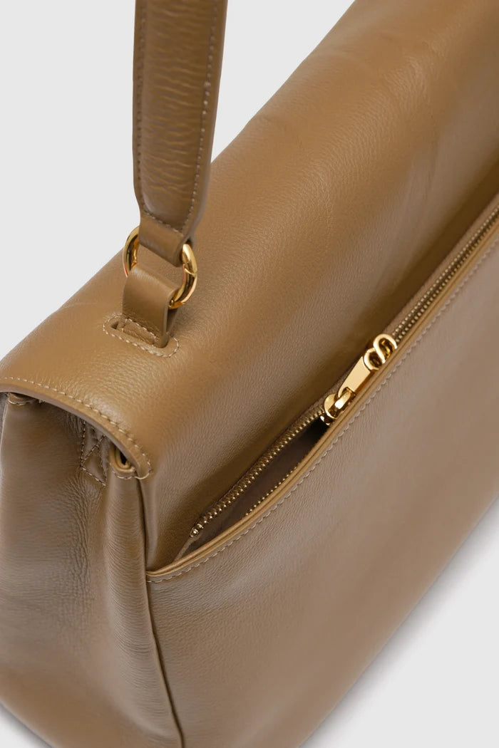 savina bag pebble leather in amber haze by buttonscarves with zipped pocket