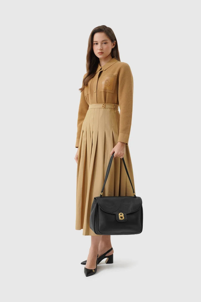 savina bag pebble leather in black by buttonscarves hand carried style