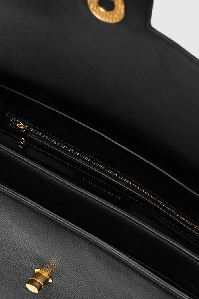 savina bag pebble leather in black by buttonscarves interior compartment