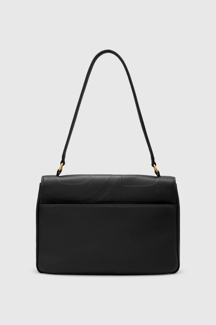 savina bag pebble leather in black by buttonscarves back view