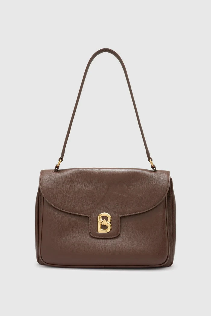 savina bag pebble leather in brown by buttonscarves