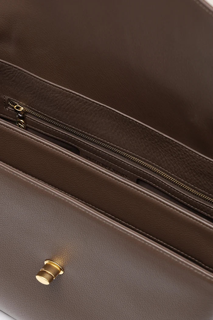 savina bag pebble leather in brown by buttonscarves interior compartment