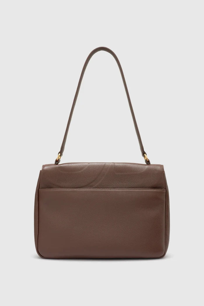 savina bag pebble leather in brown by buttonscarves back view