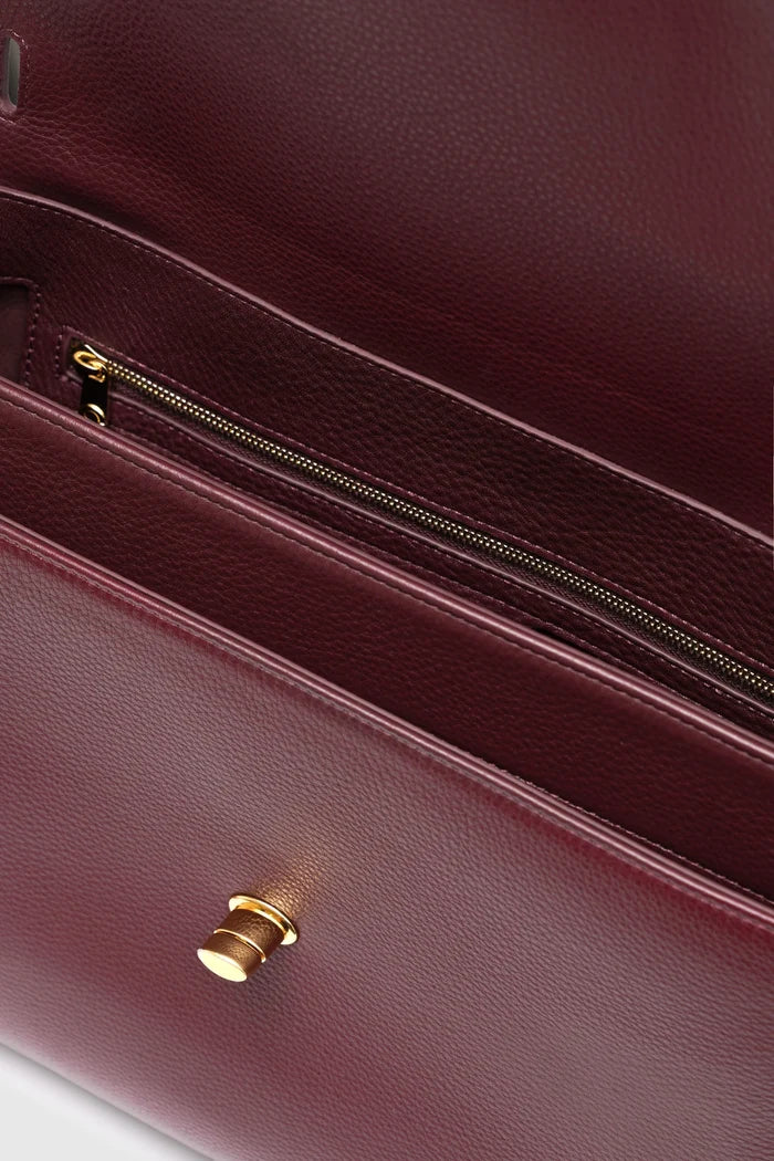 savina bag pebble leather in dark cherry by buttonscarves interior compartment