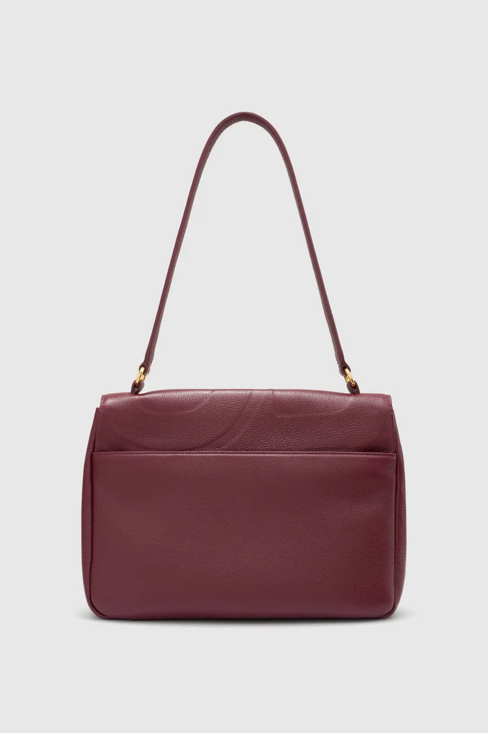 savina bag pebble leather in dark cherry by buttonscarves back view