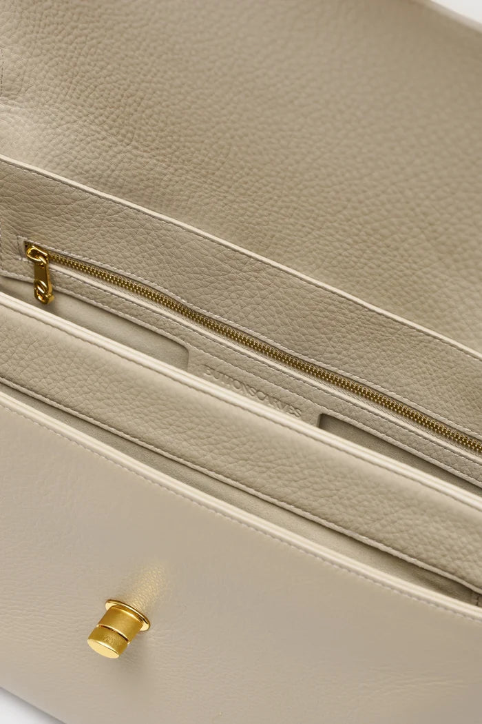 savina bag pebble leather in taupe by buttonscarves interior compartment