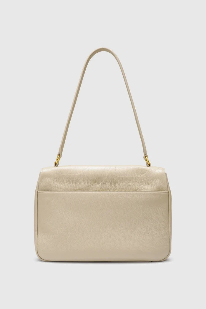 savina bag pebble leather in taupe by buttonscarves back view