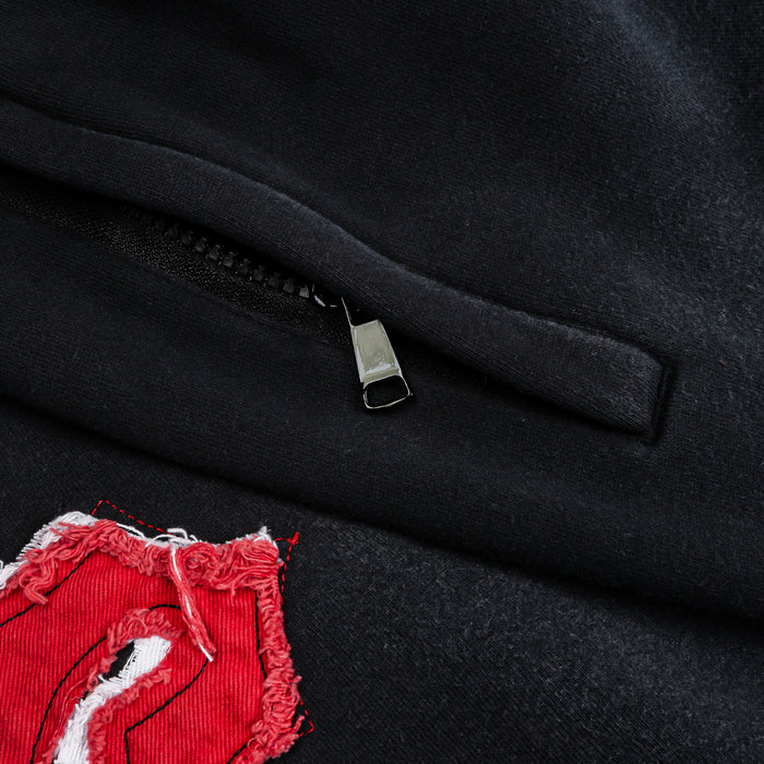 Savior Straight Fleece Mens Sweatpants (Black/Red)