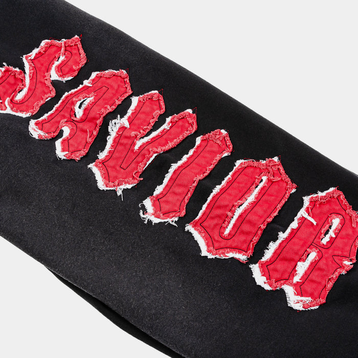 Savior Straight Fleece Mens Sweatpants (Black/Red)