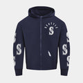 Seattle Mariners All Pro Fleece Zip Up Mens Hoodie (Navy/White)