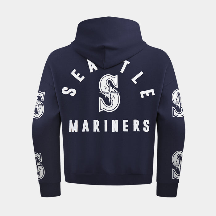 Seattle Mariners All Pro Fleece Zip Up Mens Hoodie (Navy/White)