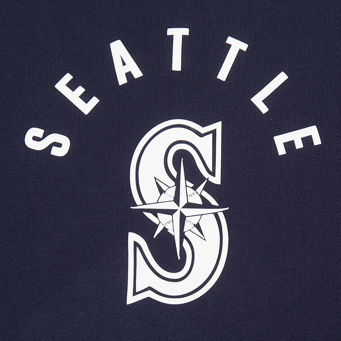 Seattle Mariners All Pro Fleece Zip Up Mens Hoodie (Navy/White)