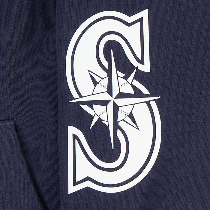 Seattle Mariners All Pro Fleece Zip Up Mens Hoodie (Navy/White)