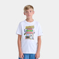 Shoe Shop Graphic Grade School Short Sleeve Shirt (White)