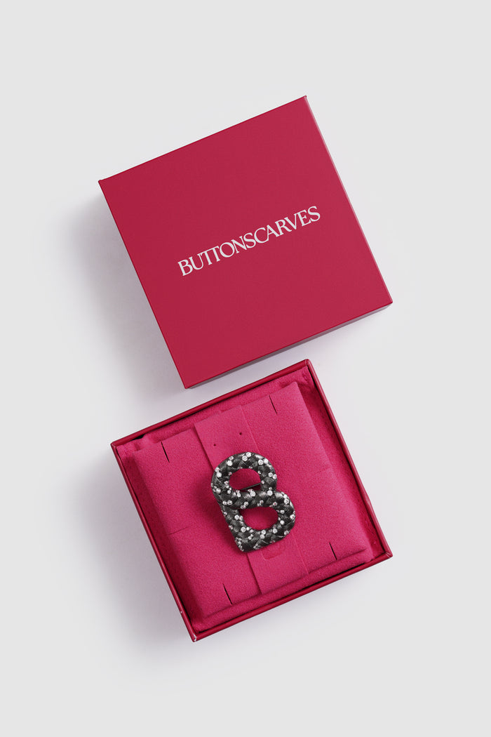signature alara brooch in hematite by buttonscarves