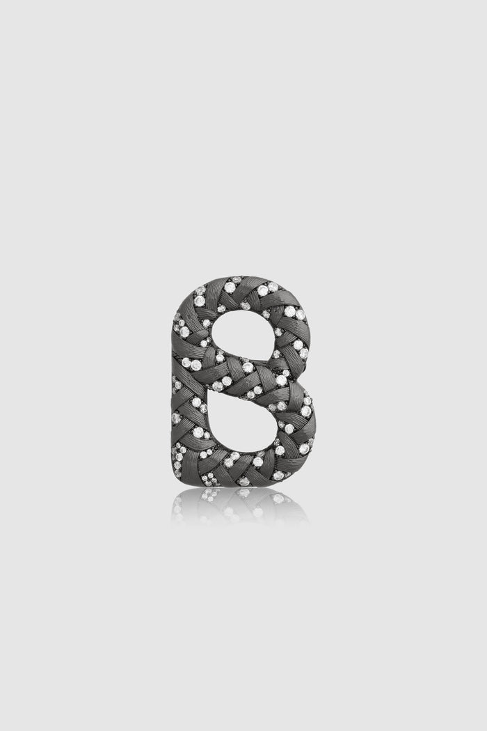signature alara brooch in hematite by buttonscarves front view