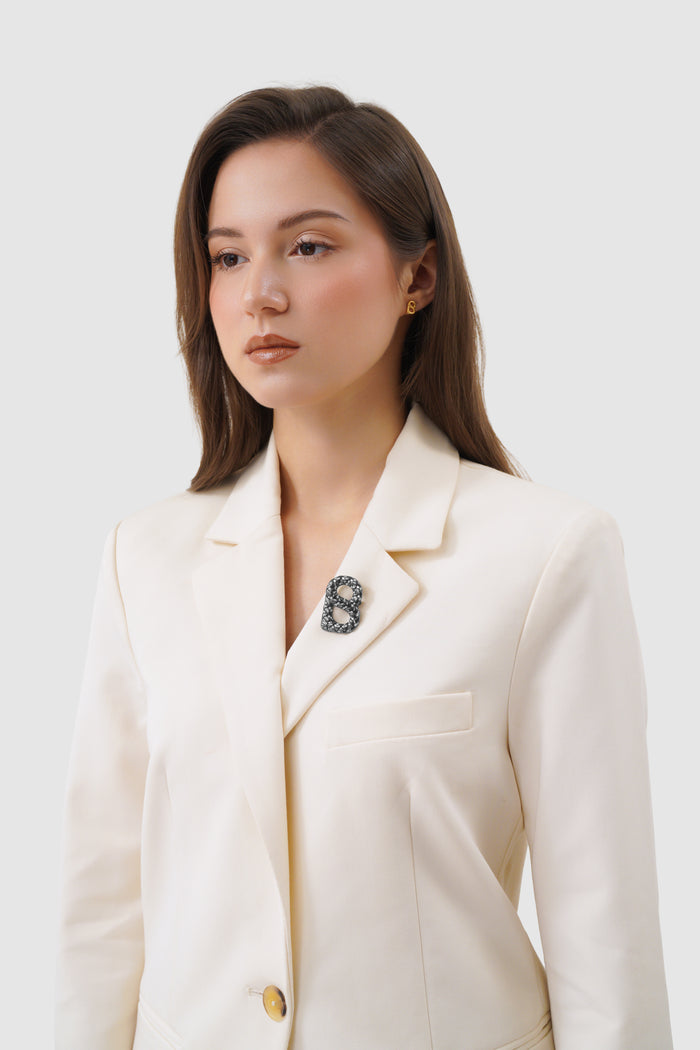 signature alara brooch in hematite by buttonscarves on blazer
