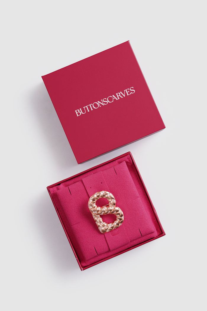 signature alara brooch in rose gold by buttonscarves