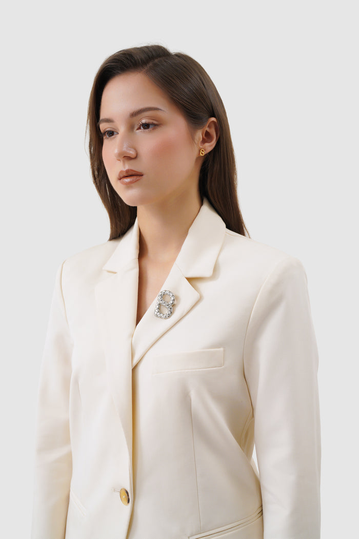 signature alara brooch in silver by buttonscarves on blazer