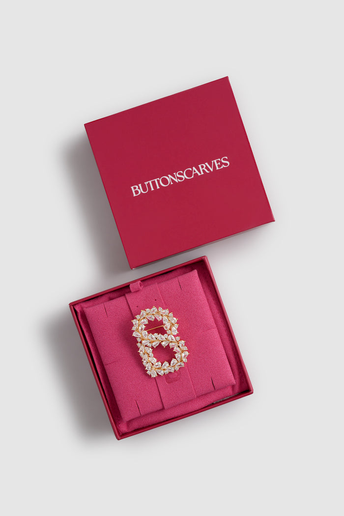 Signature Crystal Brooch - Gold