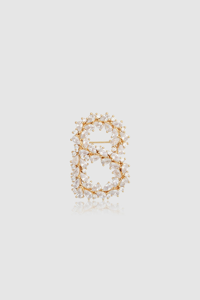 Signature Crystal Brooch - Gold