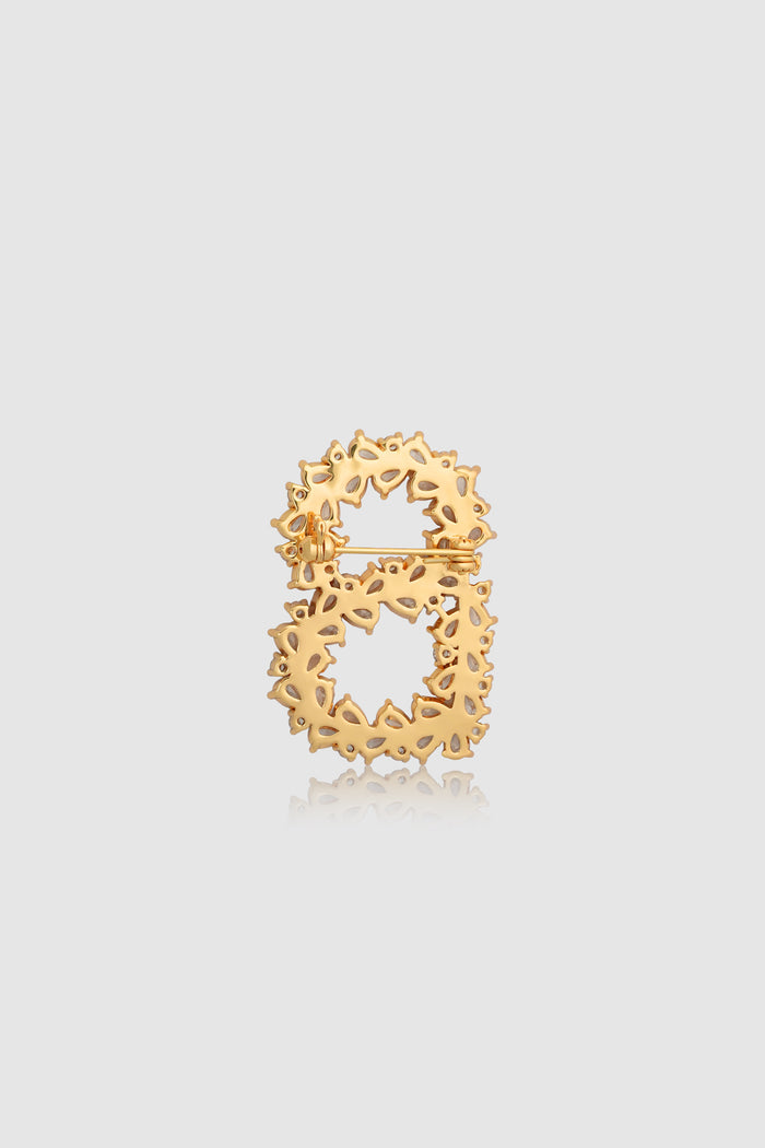 Signature Crystal Brooch - Gold