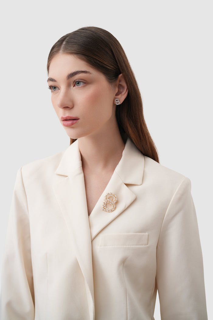 Signature Crystal Brooch - Gold