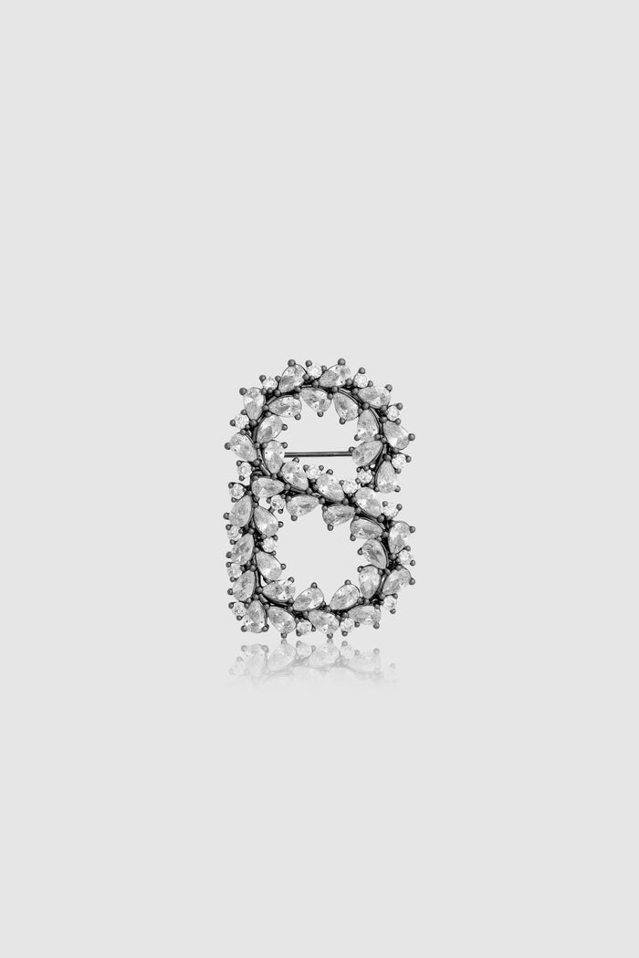 Signature Crystal Brooch - Hematite