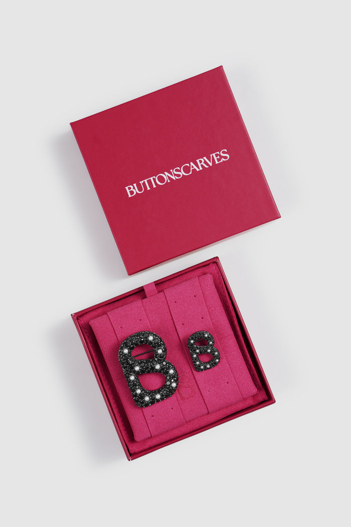 signature gala brooch package in hematite by buttonscarves