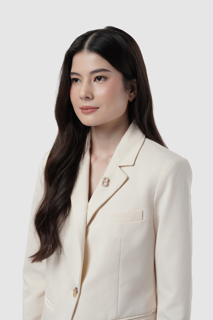 signature gala brooch package in rose gold by buttonscarves petite size on blazer