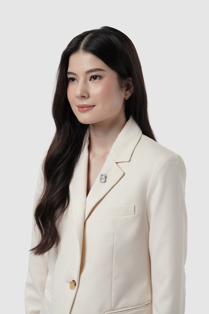 signature gala brooch package in silver by buttonscarves petite size on blazer