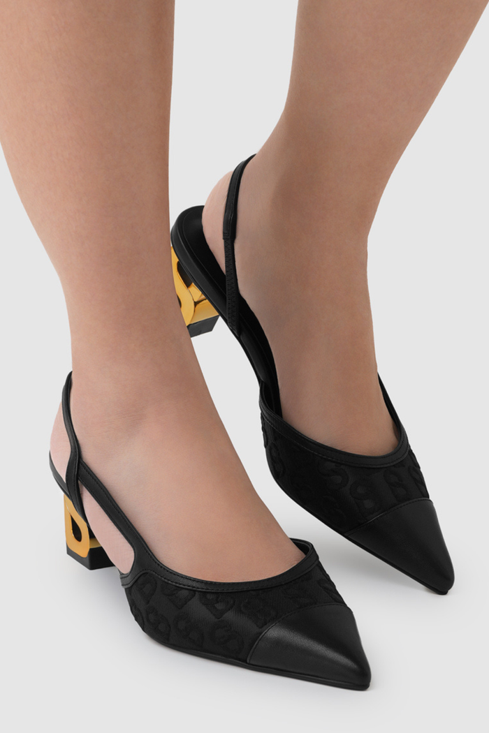 signature jacquard be heels in black by buttonscarves worn look