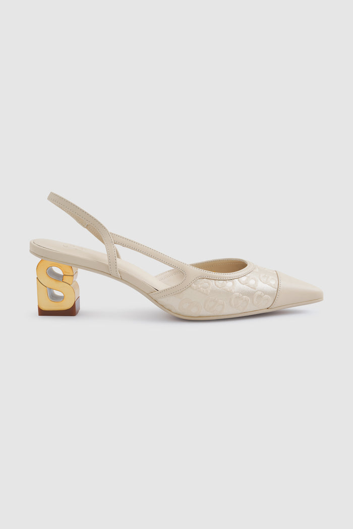 signature jacquard be heels in nude by buttonscarves side view