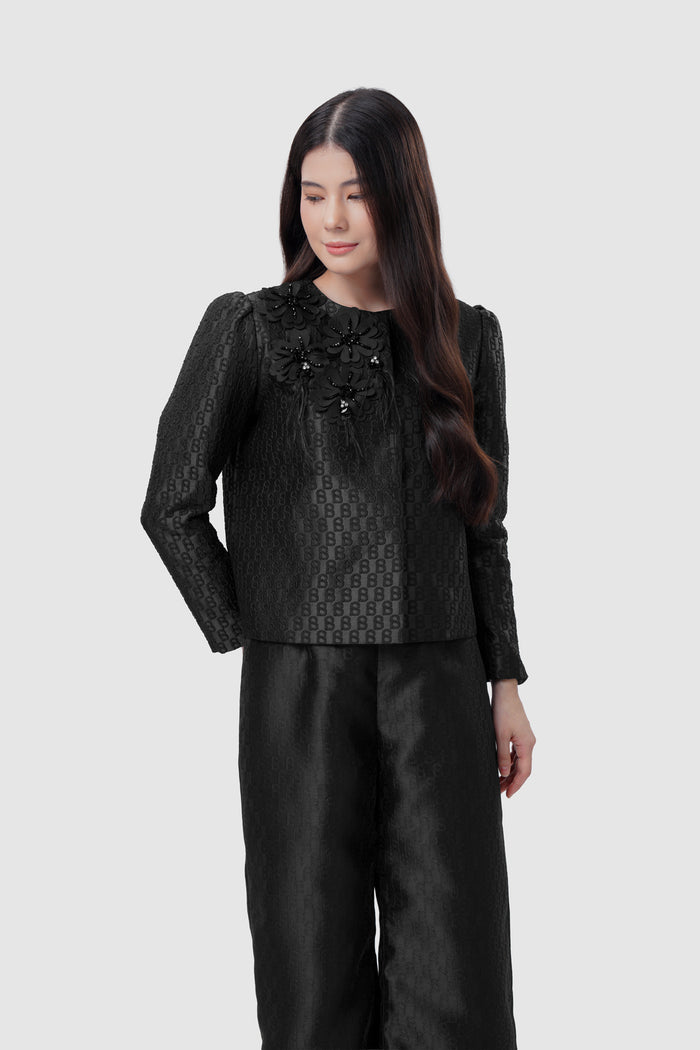 Signature Jacquard Beaded Blazer - Eclipse