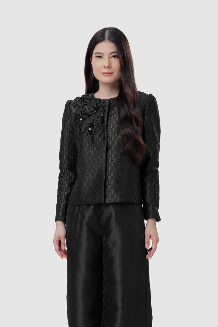 Signature Jacquard Beaded Blazer - Eclipse