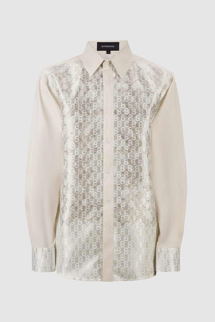 signature jacquard men shirt in ecru by buttonscarves