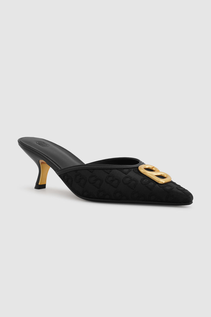 signature jacquard mules in black by buttonscarves