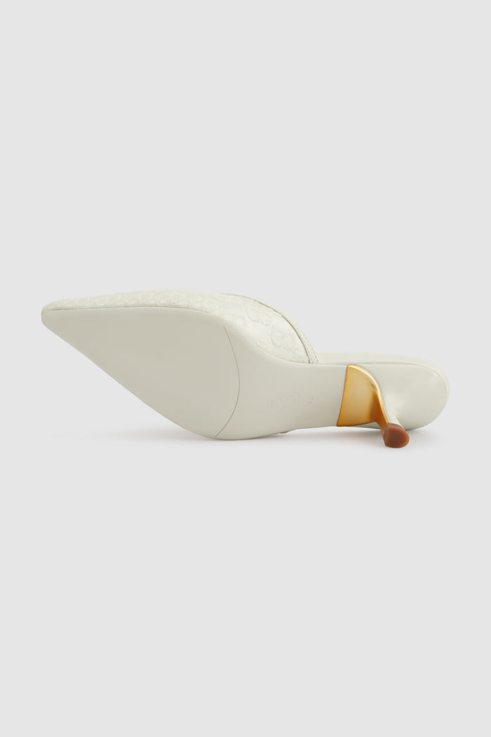 signature jacquard mules in broken white by buttonscarves bottom view