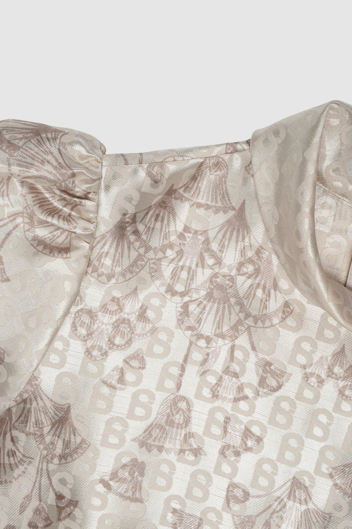 Signature Jacquard Printed Dress - Beige
