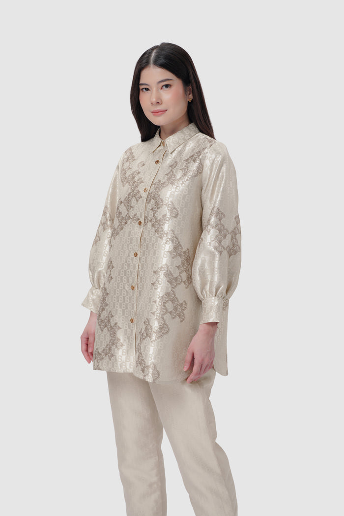 Signature Jacquard Printed Shirt - Beige