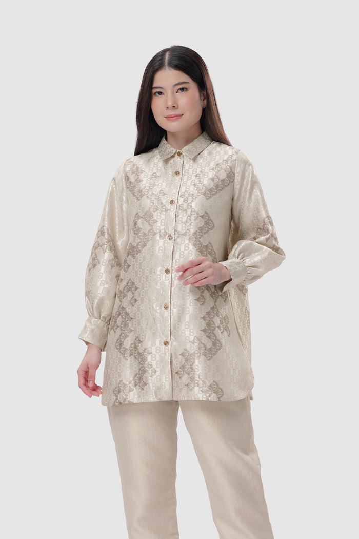 Signature Jacquard Printed Shirt - Beige