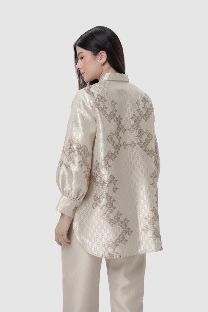 Signature Jacquard Printed Shirt - Beige