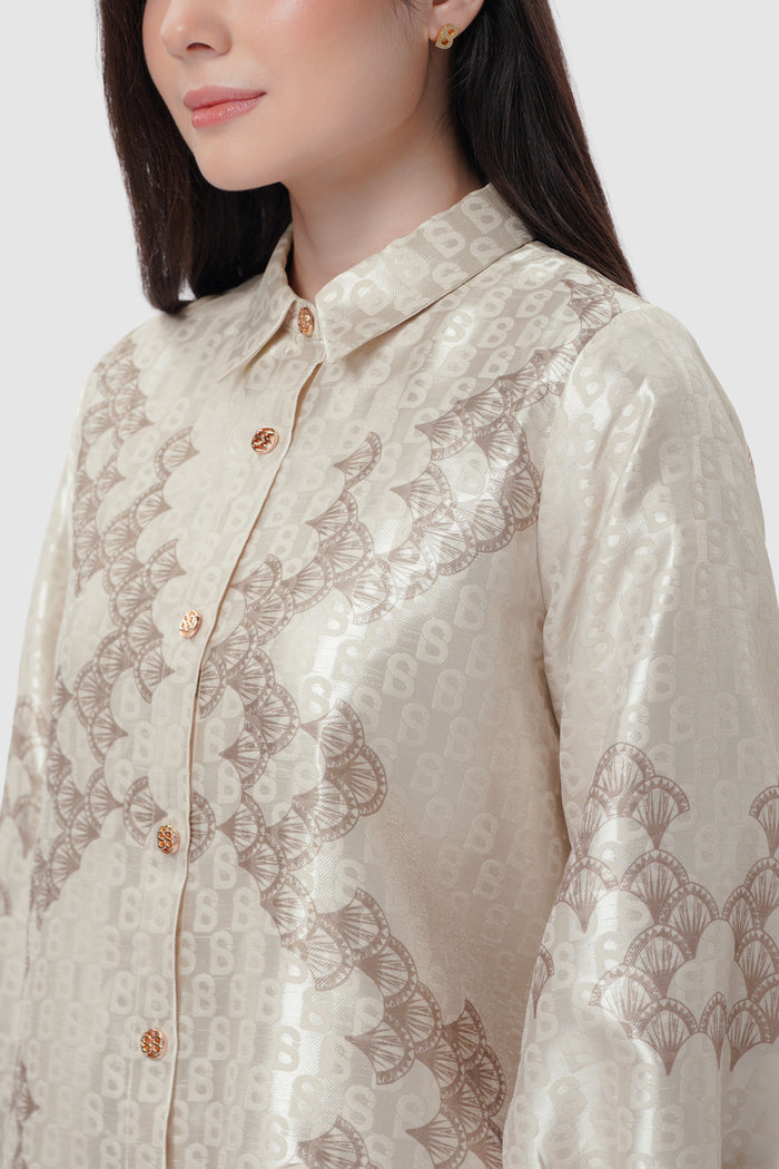 Signature Jacquard Printed Shirt - Beige