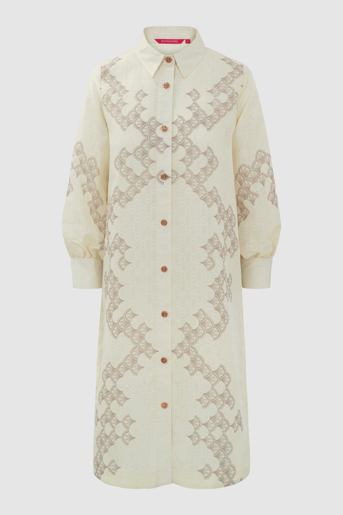 Signature Jacquard Printed Tunic - Ecru Dove