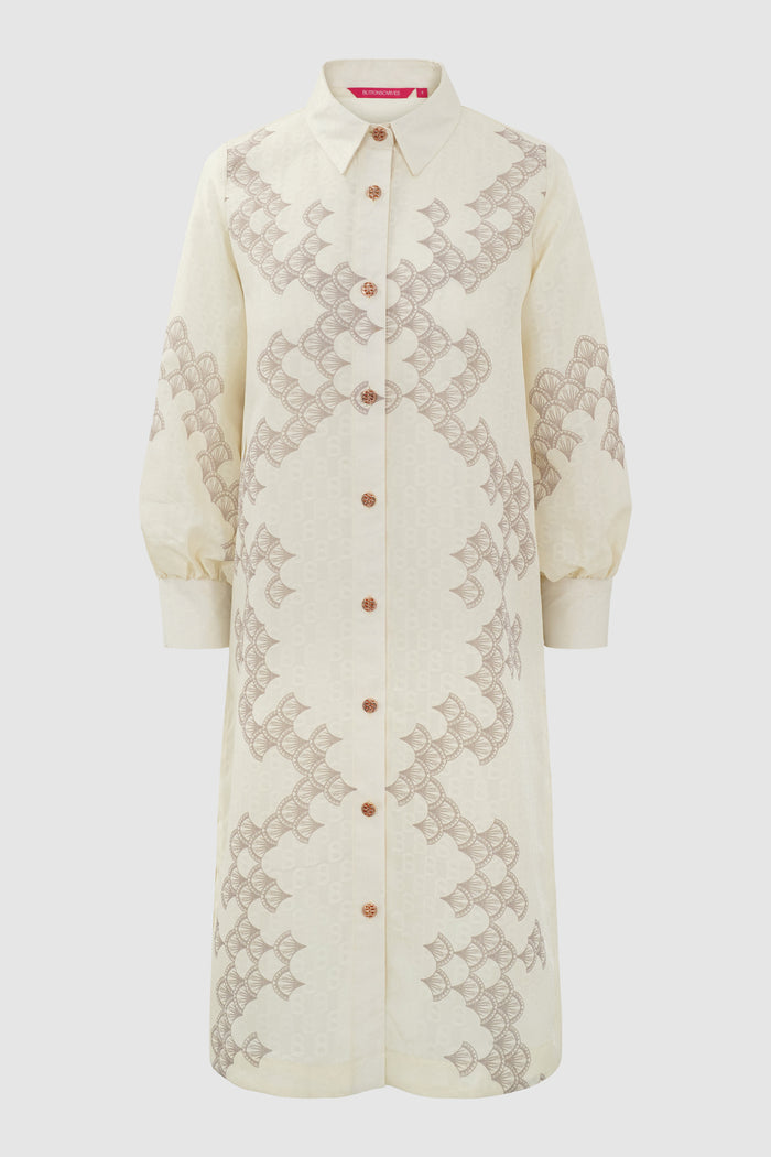 Signature Jacquard Printed Tunic - Ecru