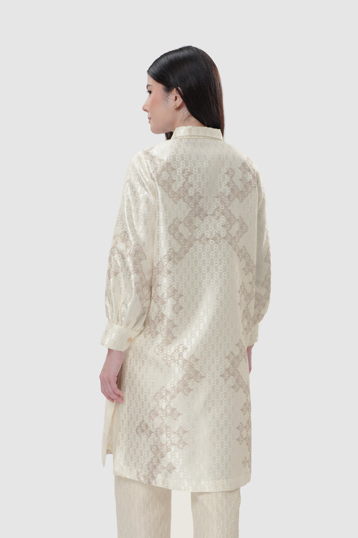 Signature Jacquard Printed Tunic - Ecru