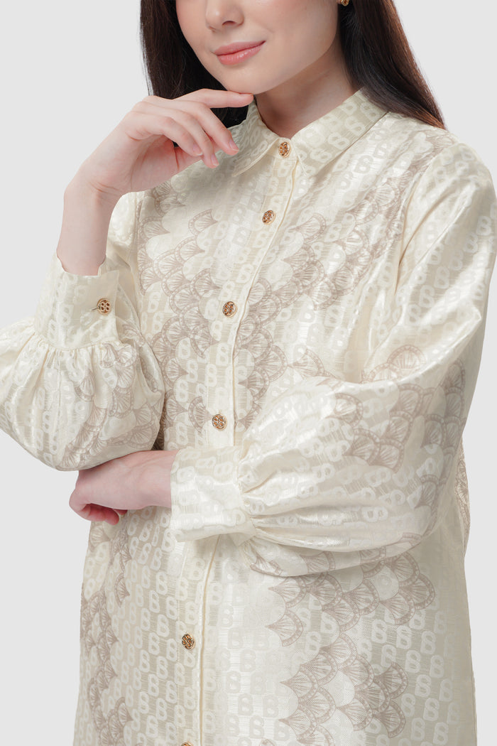 Signature Jacquard Printed Tunic - Ecru