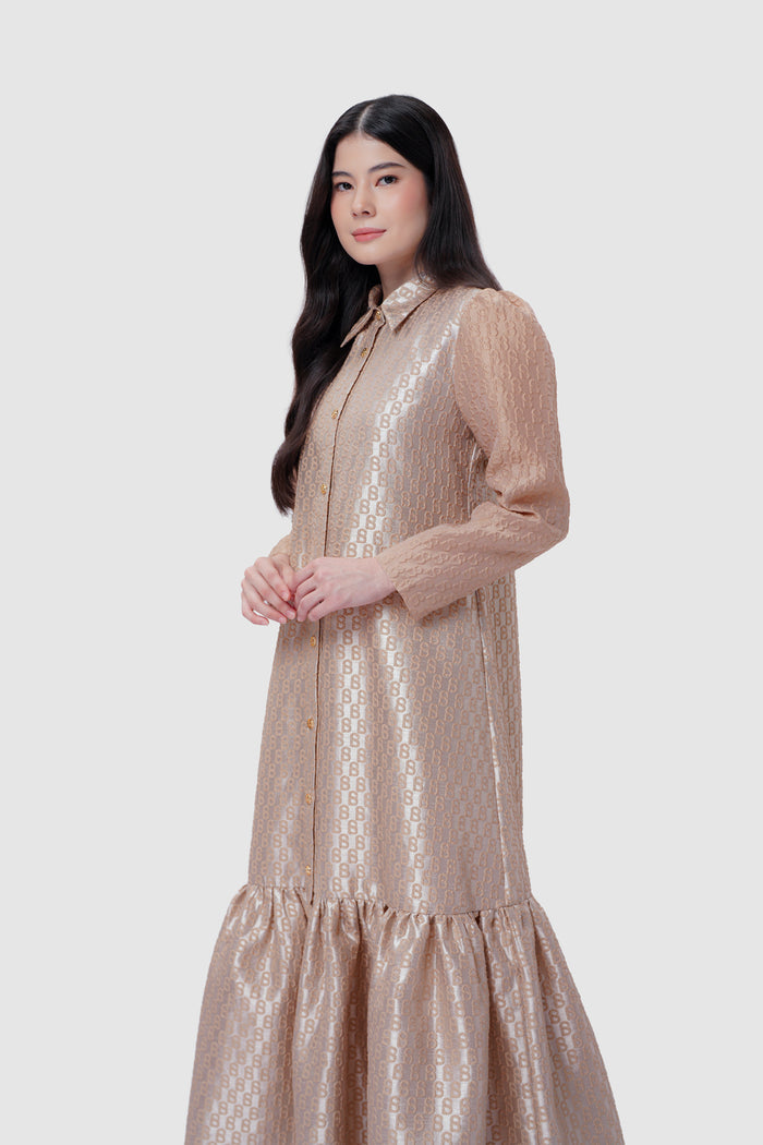 Signature Jacquard Shirt Dress - Dusty